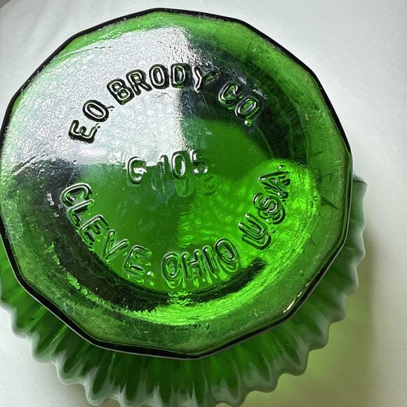 Vintage E O Brody Cleveland Ohio USA Emerald Green Glass Vase Planter 5" H G-105 - Picture 4 of 10